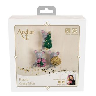 Speelse kerstmuizen haakset van ANCHOR 058.A28C01009061