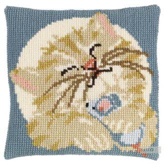 Poesje met muis voorbedrukt kussenpakket van PAKO 076.003297