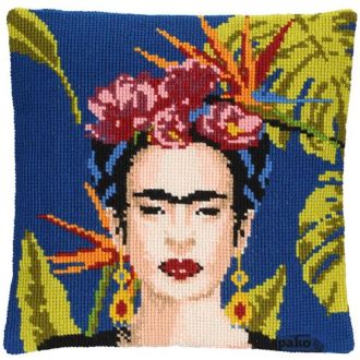 Frida Kahlo kussen voorbedrukt borduurpakket van PAKO 076.160802