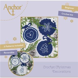 Haakpakket kerstversiering wit-blauw ANCHOR 090.AKE0012