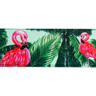 Elastiek flamingo en palmen 33mm van UNION KNOPF 7423