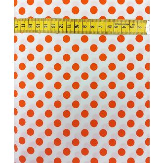 Witte stof met oranje stippen 100% katoen 140cm breed van BERTRUMS 1271