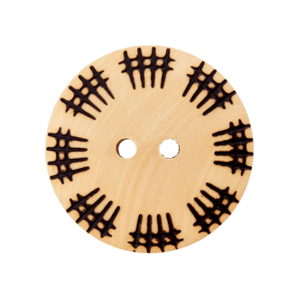 Houten knoop met streepjes van UNION KNOPF 452075