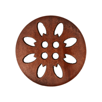 Houten knoop opengewerkte bloem 25mm van UNION KNOPF 452655