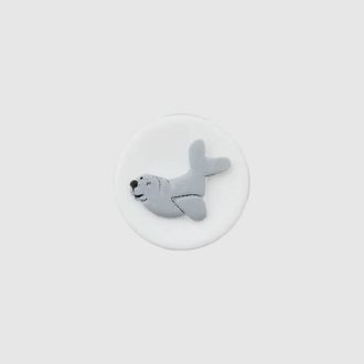 Polyester knoop Zeehond 15mm wit UNION KNOPF 453092.012