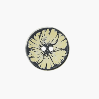 Knoop met gele bloem 15mm van UNION KNOPF 453882 kleur 38