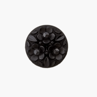 Knoop met bloemen zwart van UNION KNOPF 453920 kleur 80