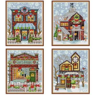 Borduurkit WINTER VILLAGE ORNAMENTS 70-08954