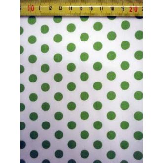 Witte stof met lime groene stippen 100% katoen 140cm breed van BERTRUMS 1271