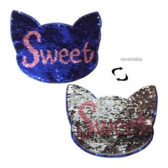 Applicatie Sweet kat reversable 18x21cm opnaaibaar