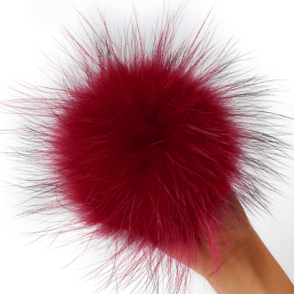 Rode bonten pompon ca. 15cm met drukknoop