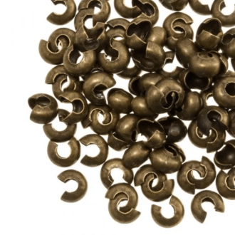 Knijpkralen verbergers 4mm brons 25 stuks van DB X409