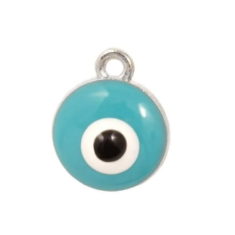 Enamel evil eye bedel blauw 12x10x7mm DB M1007