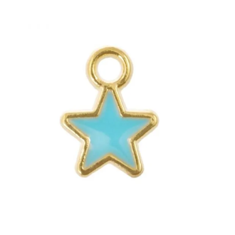 Enamel ster bedel blauw 9 x 7 x 1 mm van DB M1013