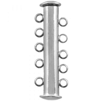 Schuifslot 5 oogjes 30 x 10 x 8 mm (Antiek Zilver van DB O404