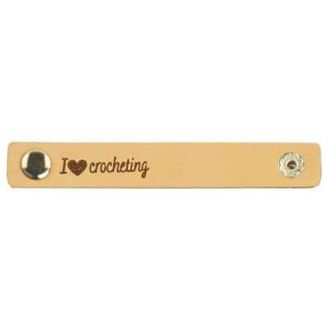 Leren labels met drukknoop I Love Crocheting 10,5 x 1 cm 2 stuks van DURABLE 020.1199