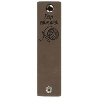 Leren labels met drukknoop Keep Calm and Crochet 12x3cm 2 stuks van DURABLE 020.1206