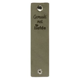Leren labels met drukknoop Gemaakt met liefde 12x3cm 2 stuks van DURABLE 020.1215