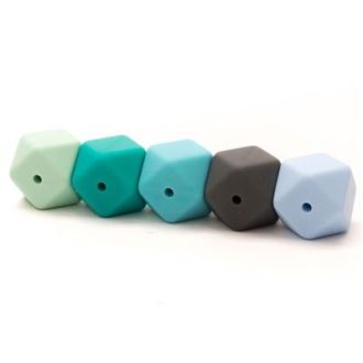 Siliconen hexagon kralen 17mm blauw 5stuks van DURABLE 020.1028