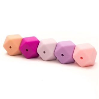 Siliconen hexagon kralen roze 17mm van DURABLE 020.1027