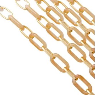 Acryl Schakelketting  Tan-Gold (1 Meter) van M075