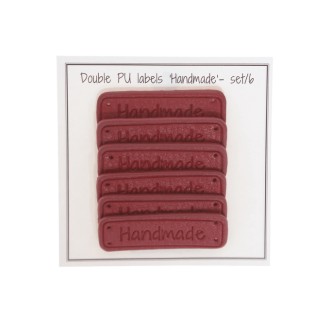 Leren Handmade labels 50x15mm rood 6x van GO HANDMADE 11088