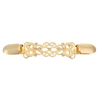 Strass clip voor vest goud 134x23mm