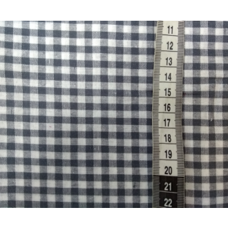 Donkergrijze ruit stof 5mm 100% katoen 150cm breed