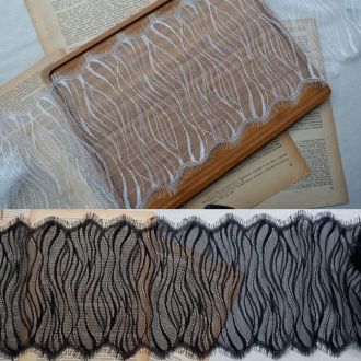 Zeegolven breed kanten band met wimpers 16-19cm breed 3m lang