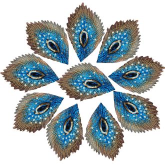 Pauwveren applicatie blauw 10 cm x 6 cm