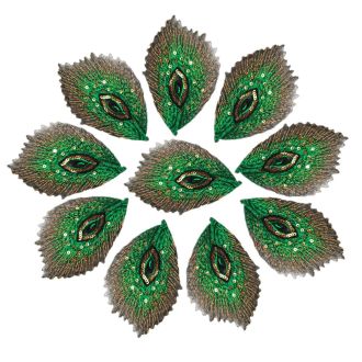 Pauwveren applicatie groen  10 cm x 6 cm