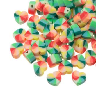 Polymeer Kralen Hartje (10 x 5 mm) Mix Color Green / Red (30 stuks) DB I026