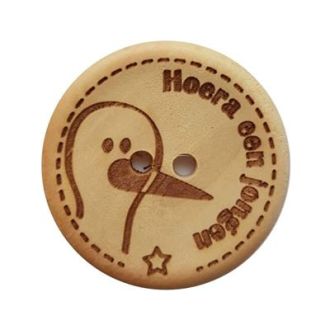 Houten knoop Hoera een jongen 30mm 2 stk van DURABLE 020.1130