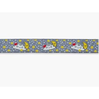 Band wolk en maan blauw 16mm van UNIONKNOPF 8301