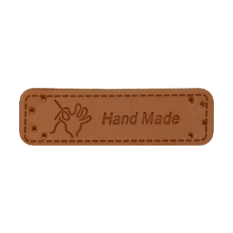 Leren Handmade label hand&draad 50x10mm