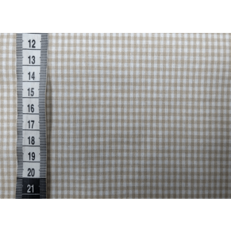 Lichtbruine stof met mini ruit 100% katoen 145cm breed