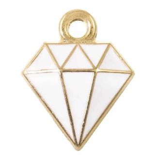 Enamel Diamant bedel 15x11x2.5mm wit DB M018