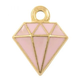 Enamel Diamant bedel 15x11x2.5mm roze DB M021