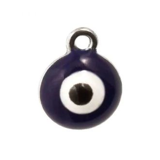 Enamel Evil Eye bedel 12x10x7mm donkerblauw DB M1001