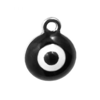 Enamel Evil Eye bedel 12x10x7mm zwart DB M1022