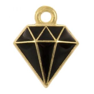 Enamel Diamant bedel 15x11x2.5mm zwart DB M1074