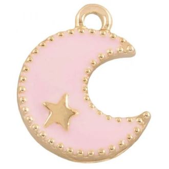 Enamel Maan bedel 18x13mm roze DB M2014