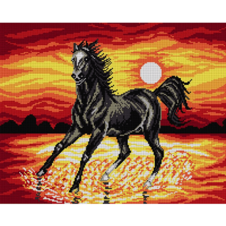 Paard kruissteek bedrukt borduur gobelin 40 x 50cm van ORCHIDEA 089.1471M