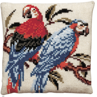 Papegaaien knoopkussen pakket 40x40cm van PAKO 076.003105