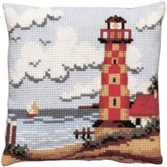Vuurtoren kruissteek borduurpakket kussen 40x40cm van PAKO 076.003191