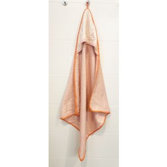 Badcape 80 x 80 cm perzikkleurig met print van N'STUDIO