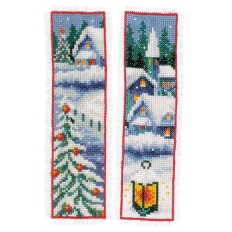 Winterdorpen bladwijzers borduurpakket van VERACHTERT PN-0158348