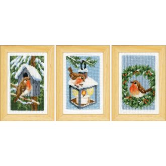 Roodborstjes in de winter borduurpakket van VERACHTERT PN-0187471