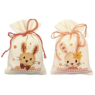 Lieve konijntjes set van 2 kruidenzakjes borduurpakket VERVACO pn-0187953