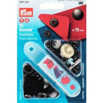 Drukknopen 15mm zwartbronskleurig van PRYM 022.390302